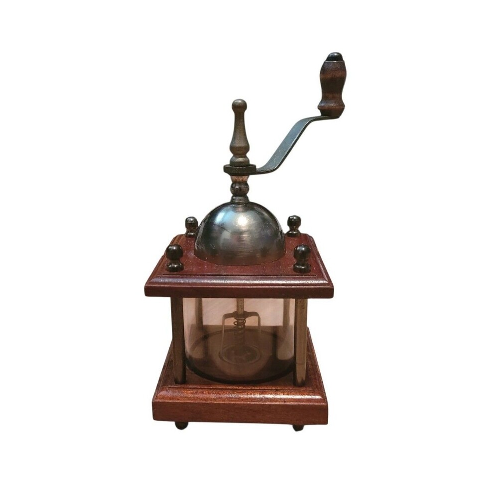 Vintage Manual Coffee/Pepper Grinder Wooden with Glass Jar
